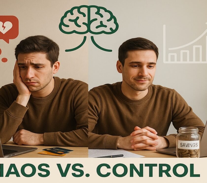 Person visualizing emotional vs logical bad money decisions, symbolizing the psychology behind bad financial choices