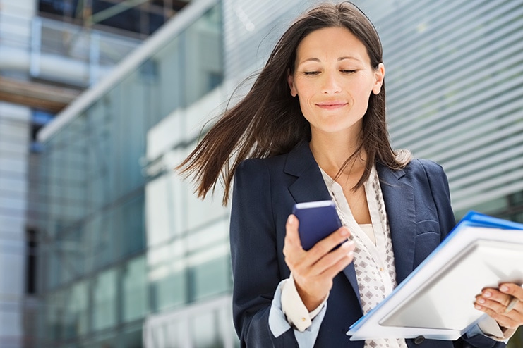 woman outside of office building