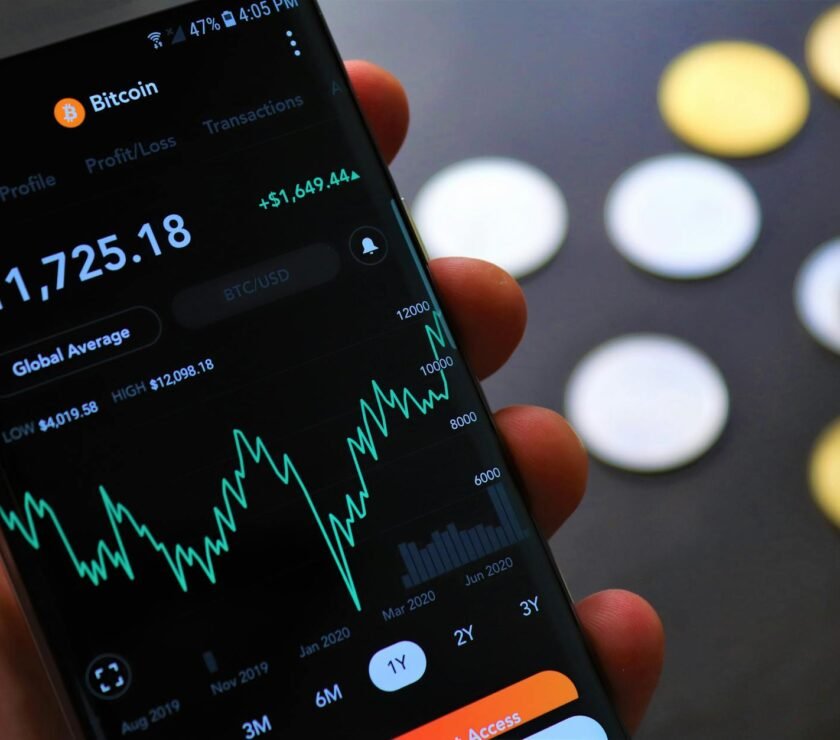 stock market graph on a cellphone in close up photography