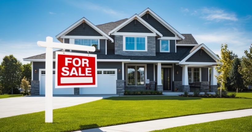 Modern house with a for-sale sign in front, representing the 2025 housing market.