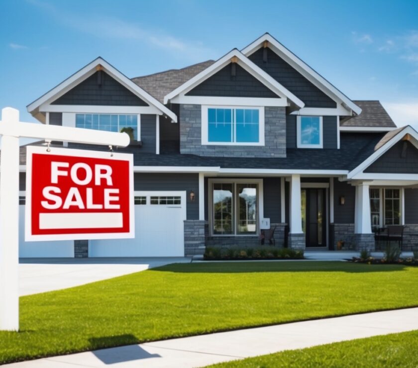 Modern house with a for-sale sign in front, representing the 2025 housing market.