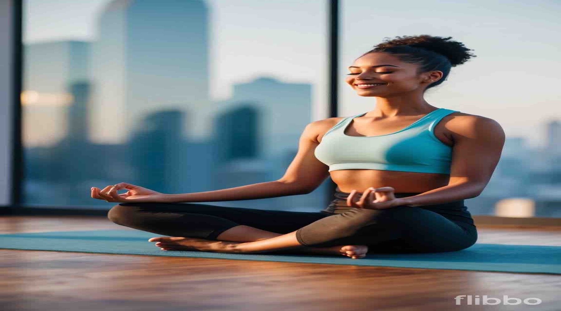 Person practicing morning meditation with a confident smile, embodying a winning attitude at sunrise