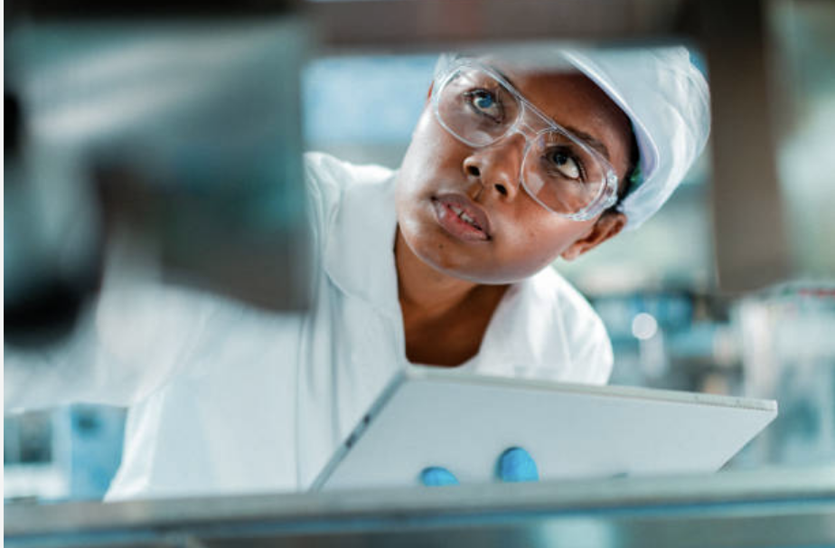Industrial engineer analyzing production process