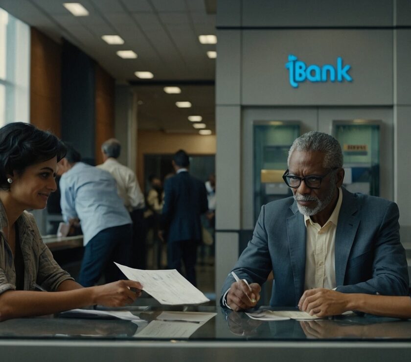 Modern banking technology illustration showing secure financial transactions and innovative digital services.