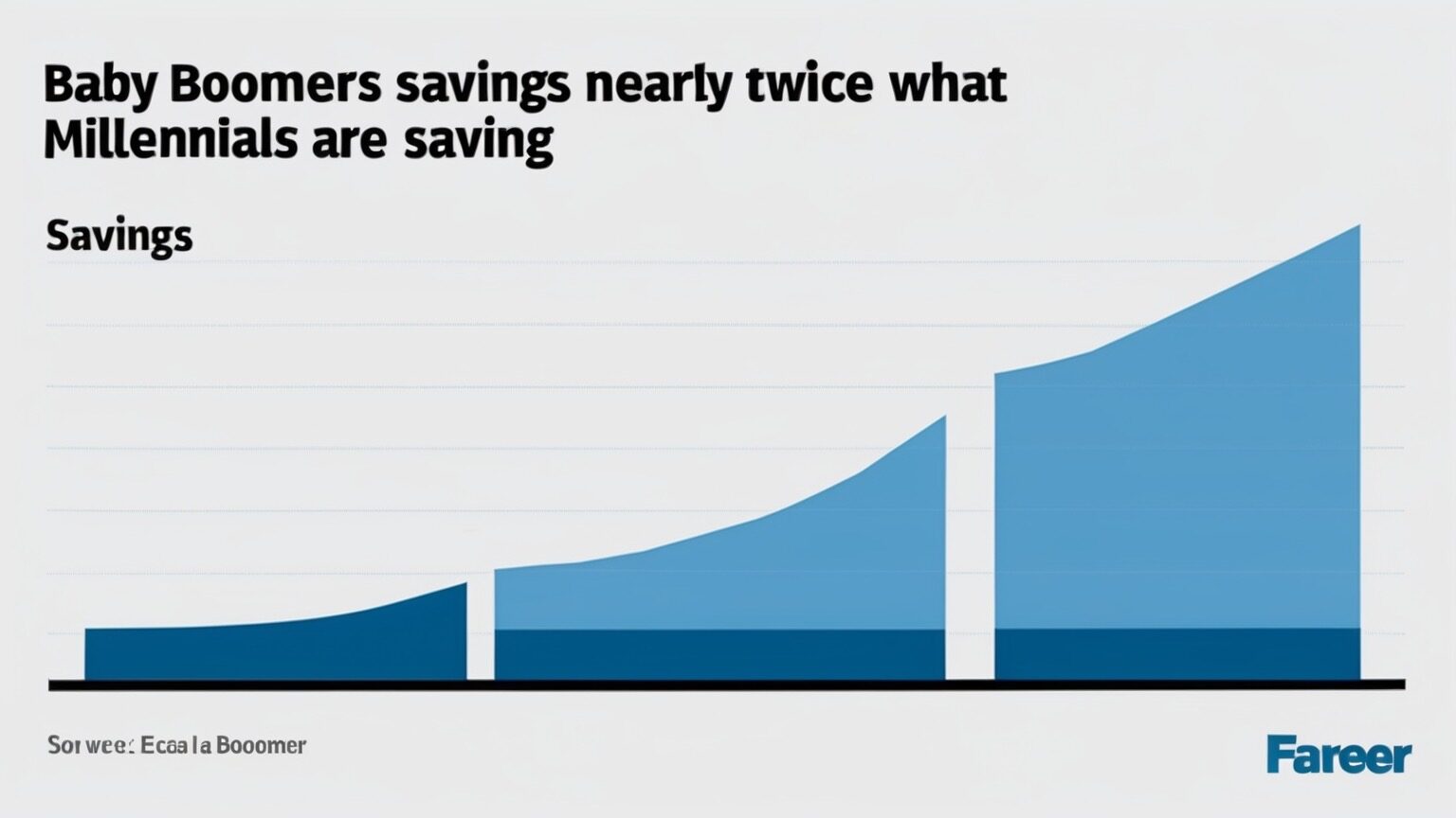 Graph showing comparative savings amounts between Baby Boomers and Millennials with upward trending blocks.