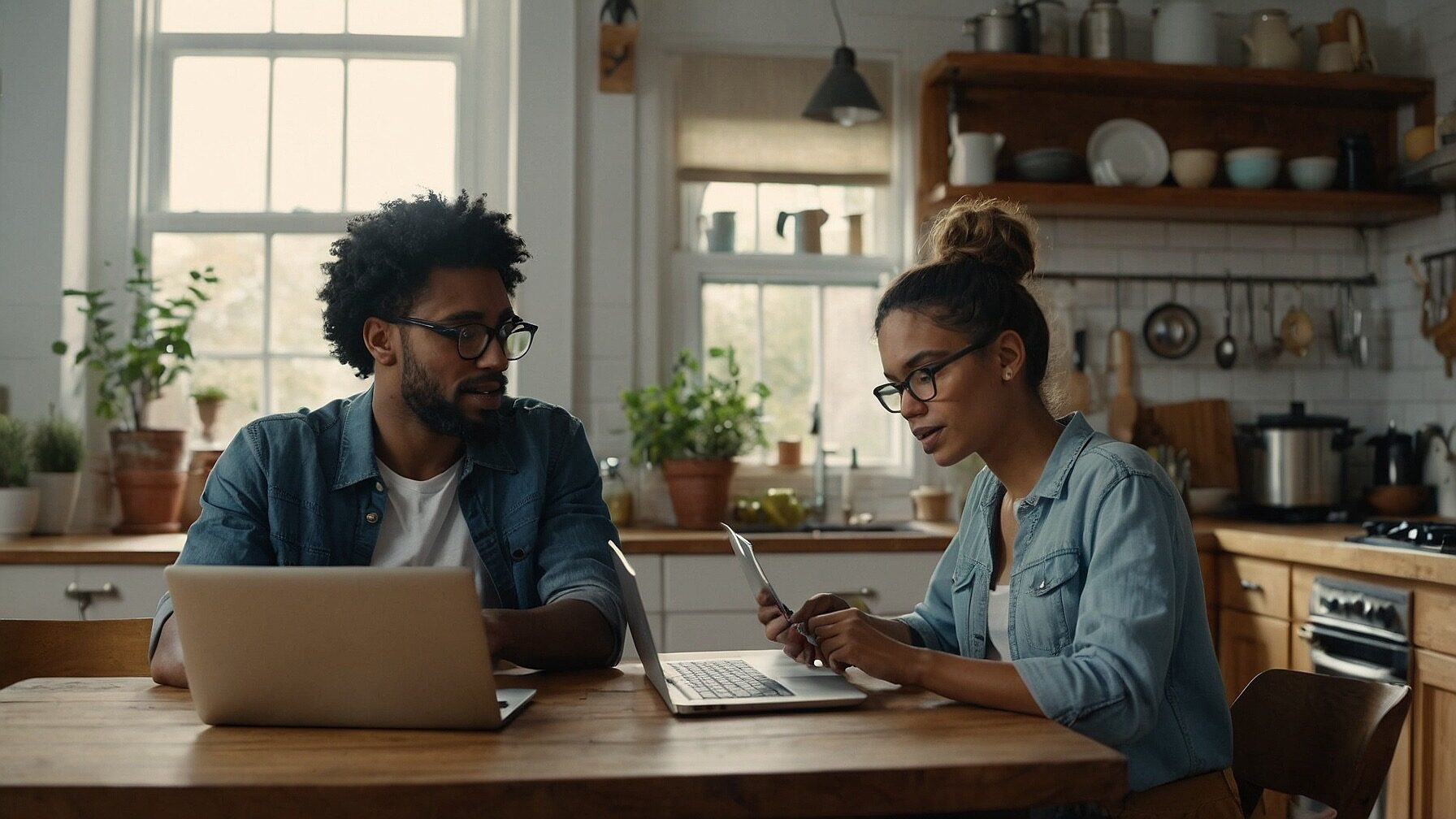 a Millenial couple using online budgeting tools to reach financial freedom.