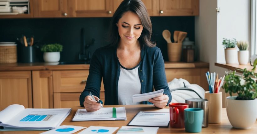 Budgeting basics illustration with charts and graphs showing financial planning and money management.
