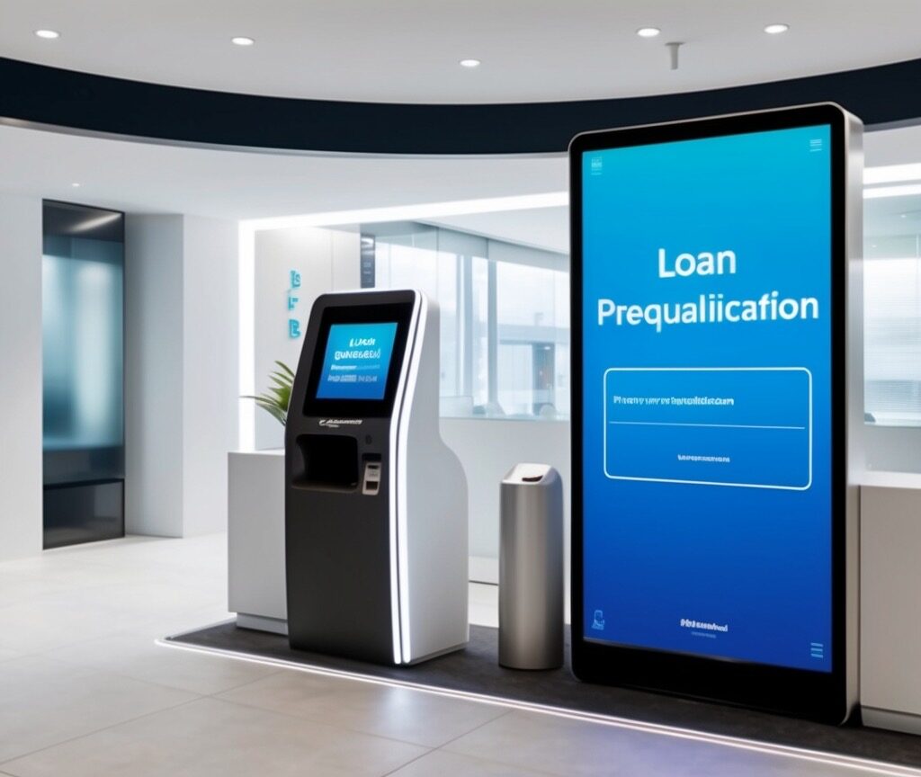 Loan Prequalification kiosk inside of a bank