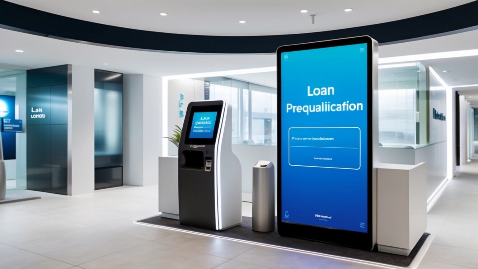 Loan Prequalification kiosk inside of a bank
