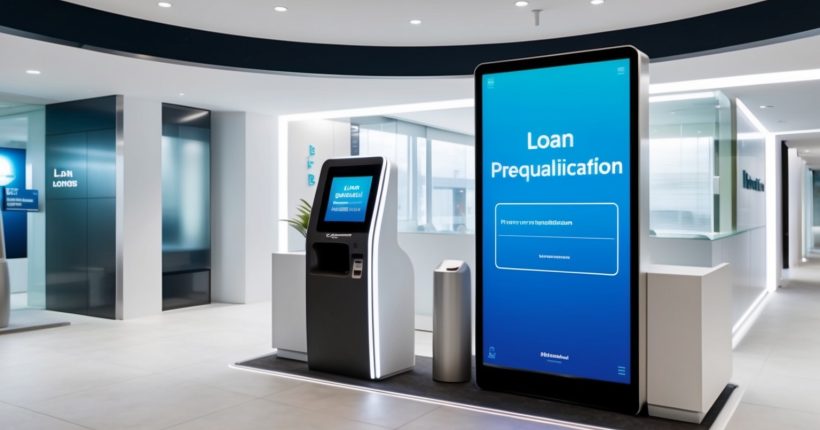 Loan Prequalification kiosk inside of a bank