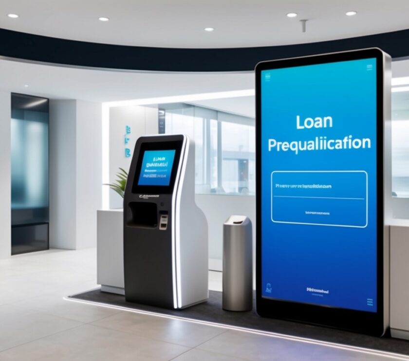 Loan Prequalification kiosk inside of a bank