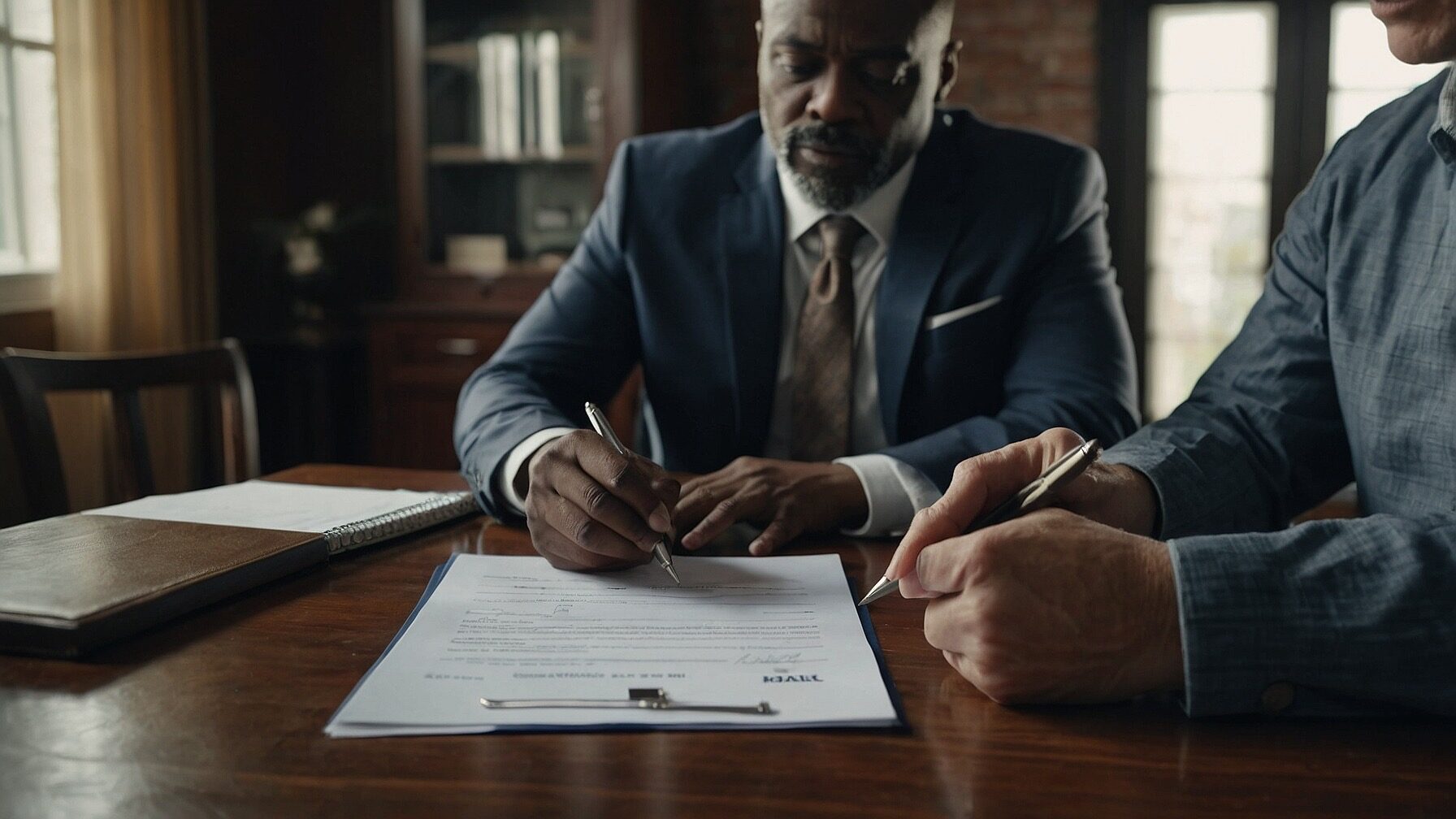 A borrower signing an emergency loans contract, highlighting the importance of reading terms carefully.