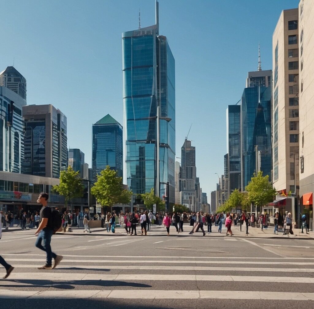 City landscape showing real estate investing in commercial properties.
