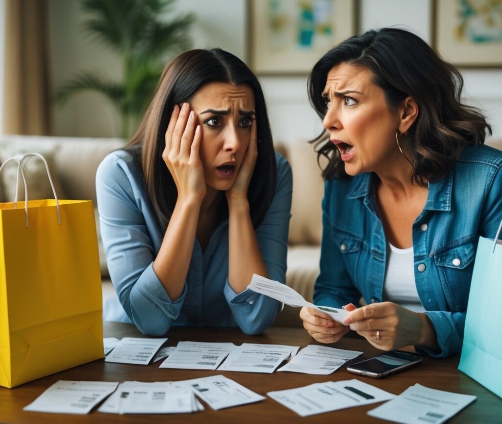 Gen Z young woman being scolded by Mom because of her spending habits.