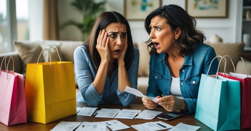 Gen Z young woman being scolded by Mom because of her spending habits.