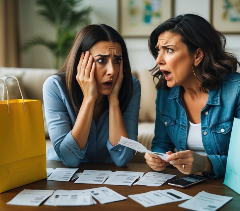 Gen Z young woman being scolded by Mom because of her spending habits.