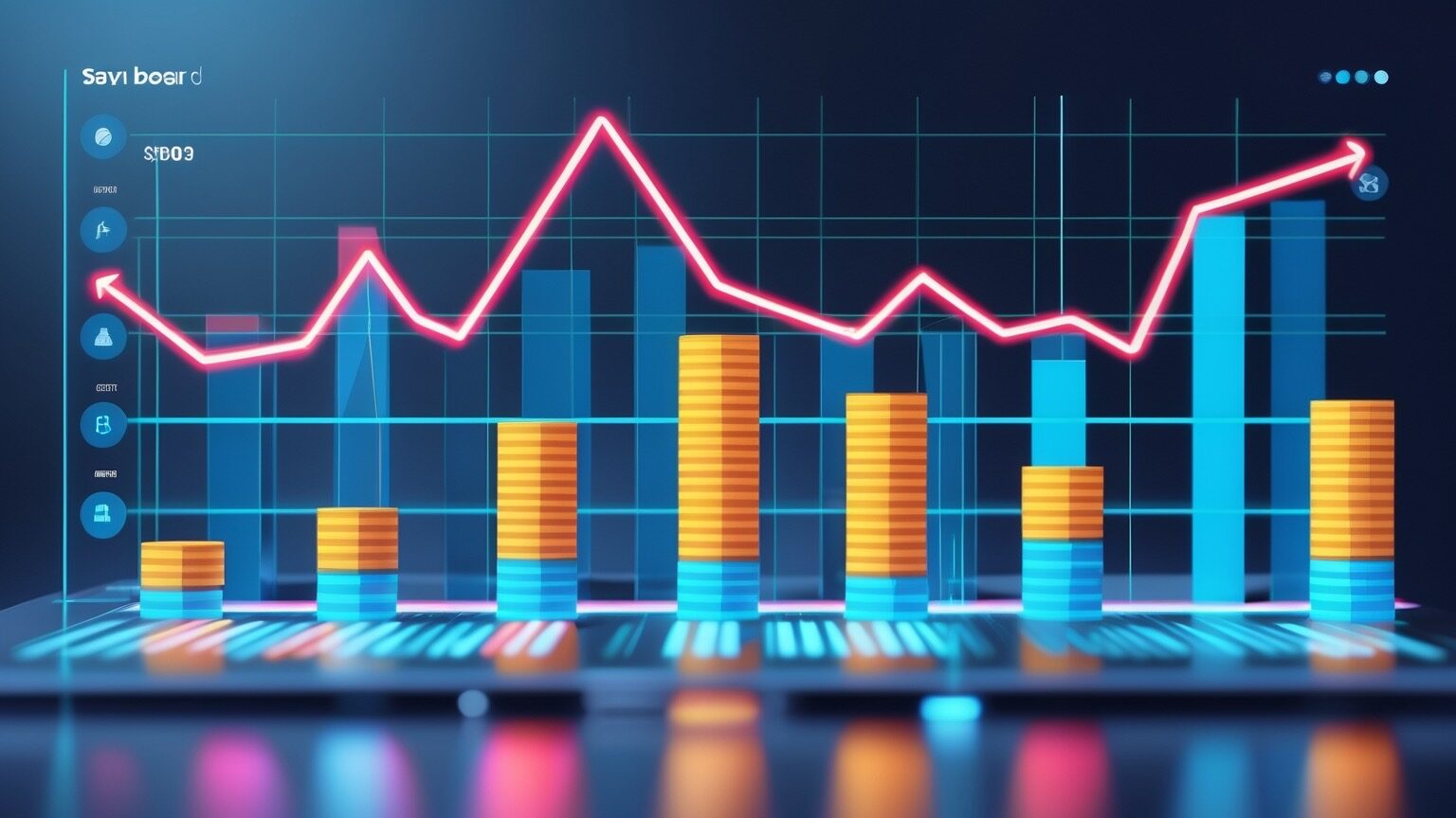 Digital savings dashboard showing progress toward money goals