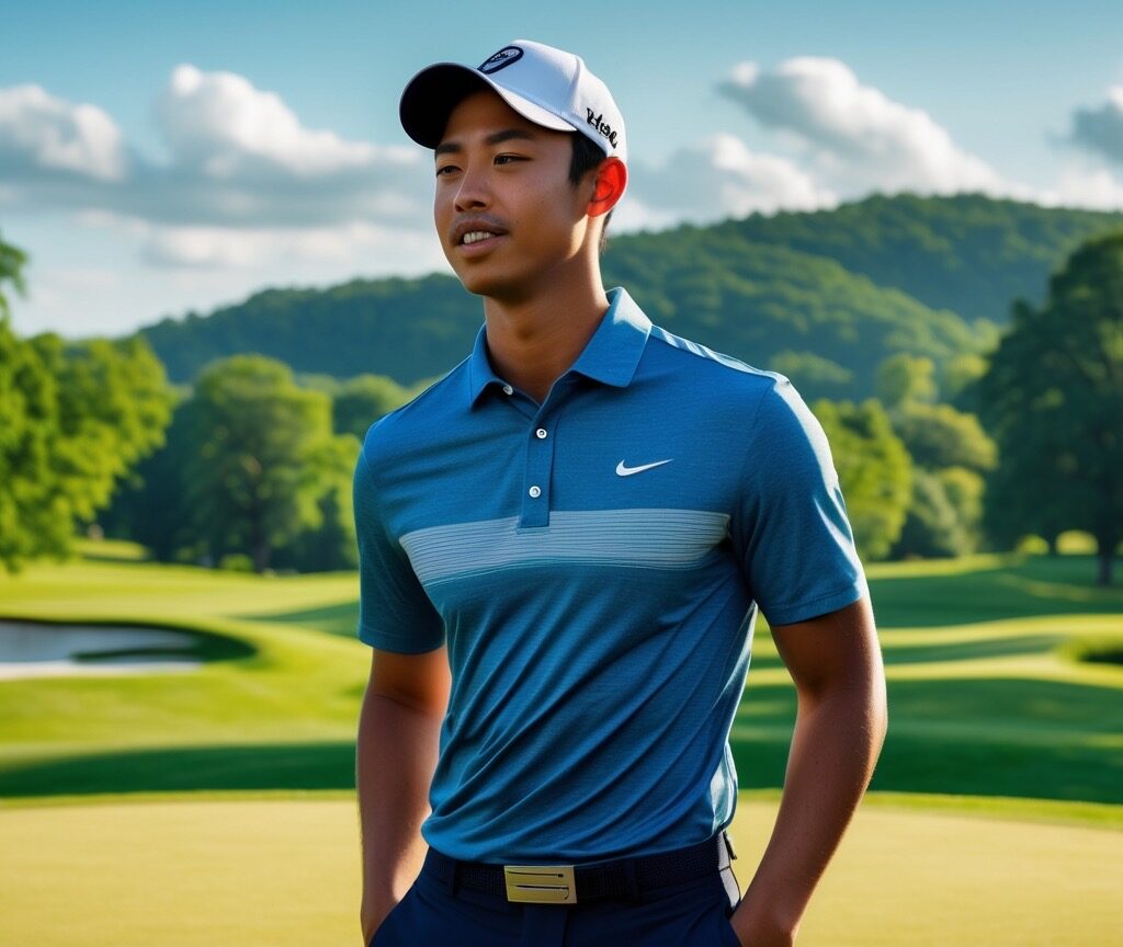 Gen Z young man playing golf because he earns passive income.