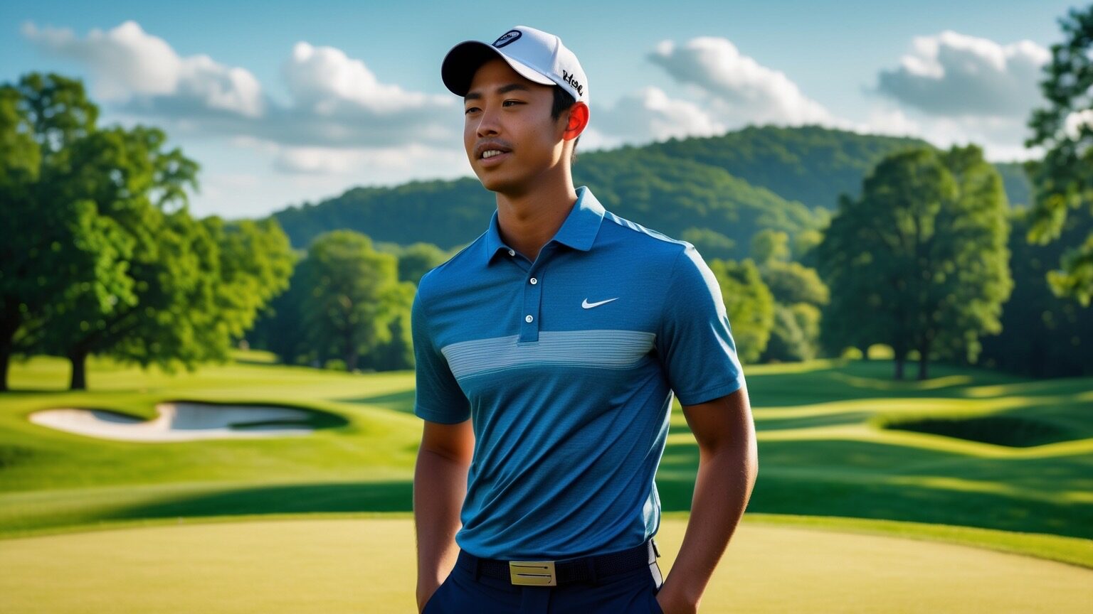 Gen Z young man playing golf because he earns passive income.