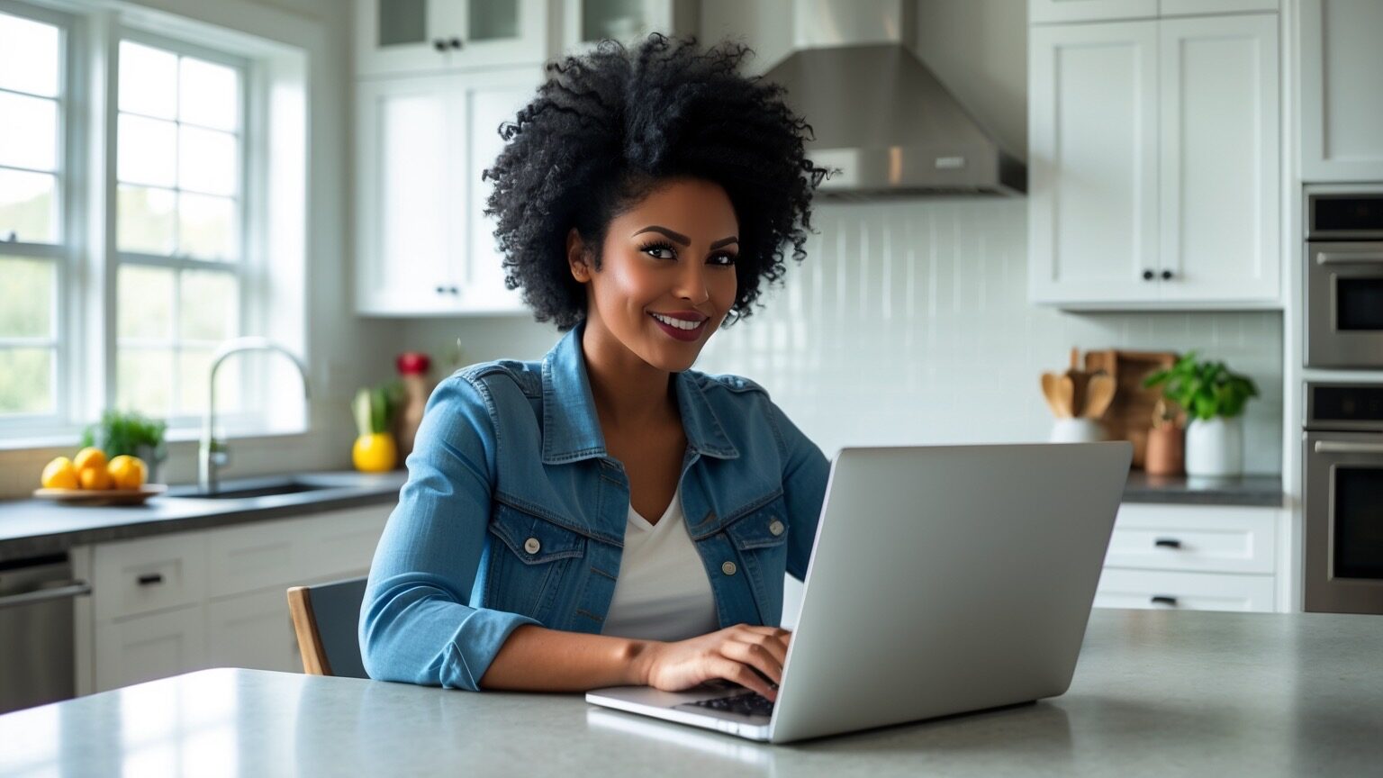 Gen Z woman working on side hustles at home.