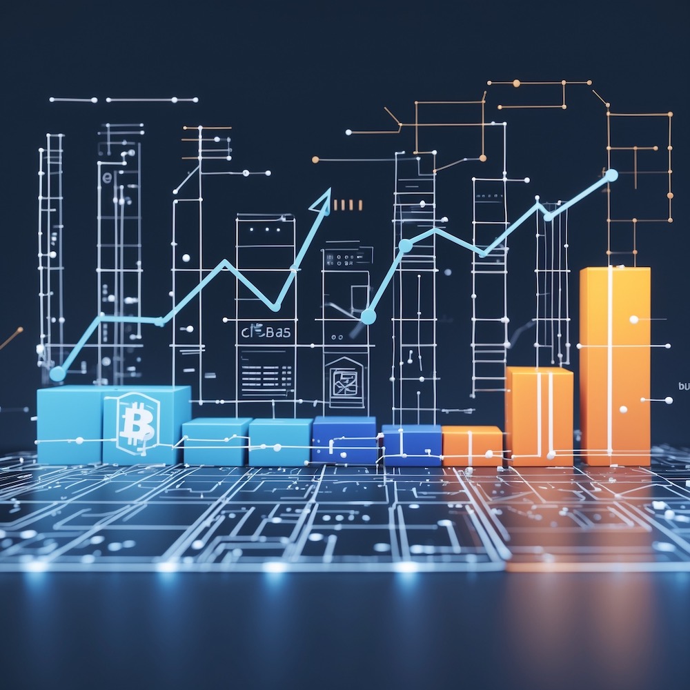 Graph showing growth of blockchain in finance for crypto FinTech 2025