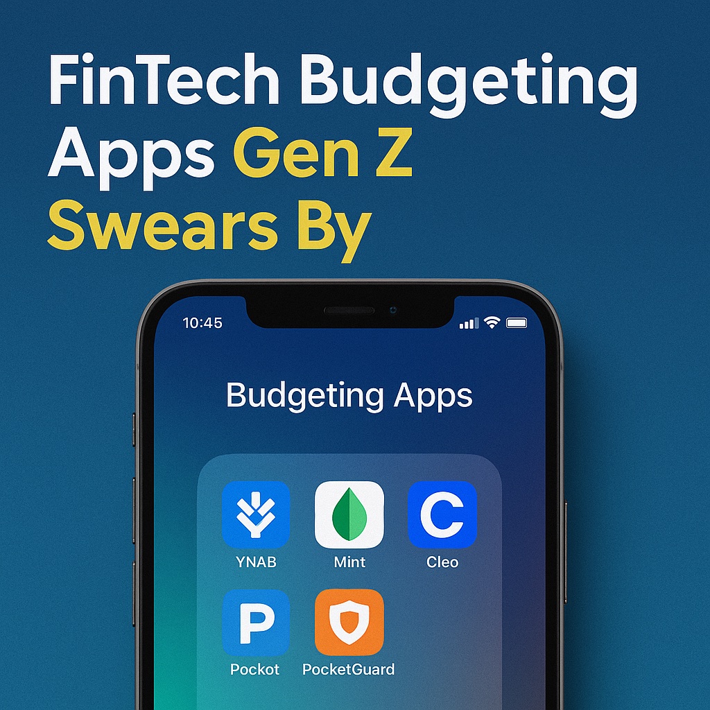 FinTech budgeting apps interface on smartphone screen