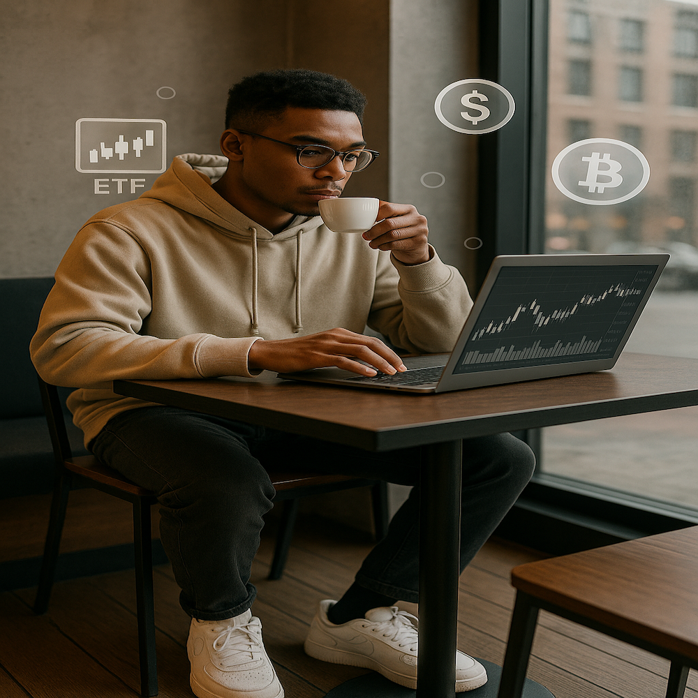Young investor using app to learn investing for beginners