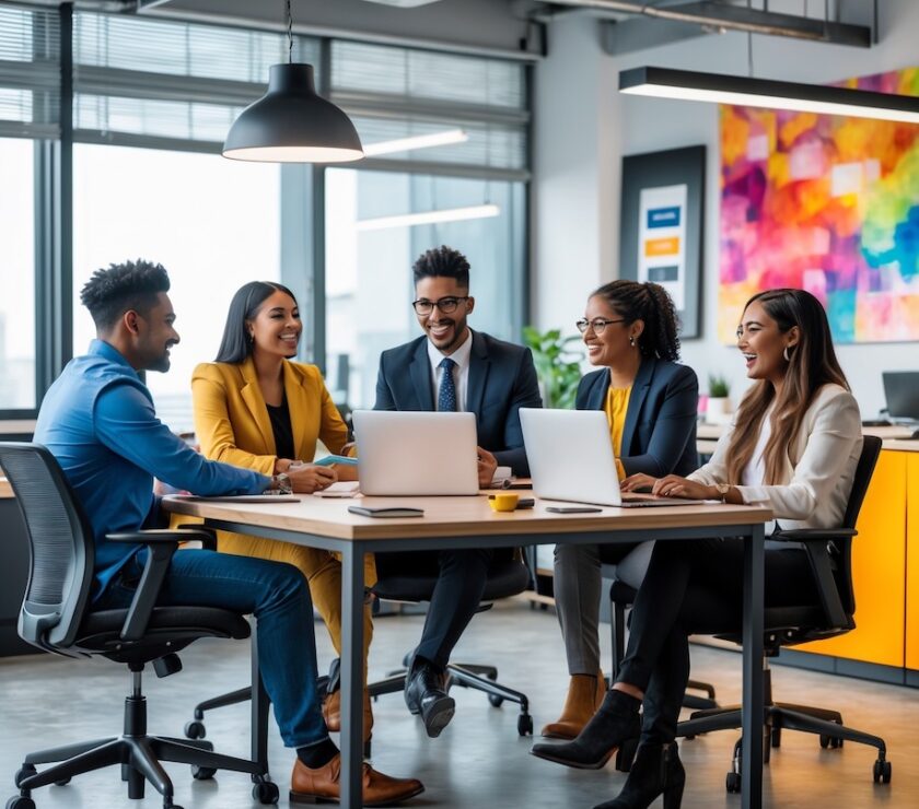 Gen Z professionals embracing Loud Living work culture through collaboration and creativity.