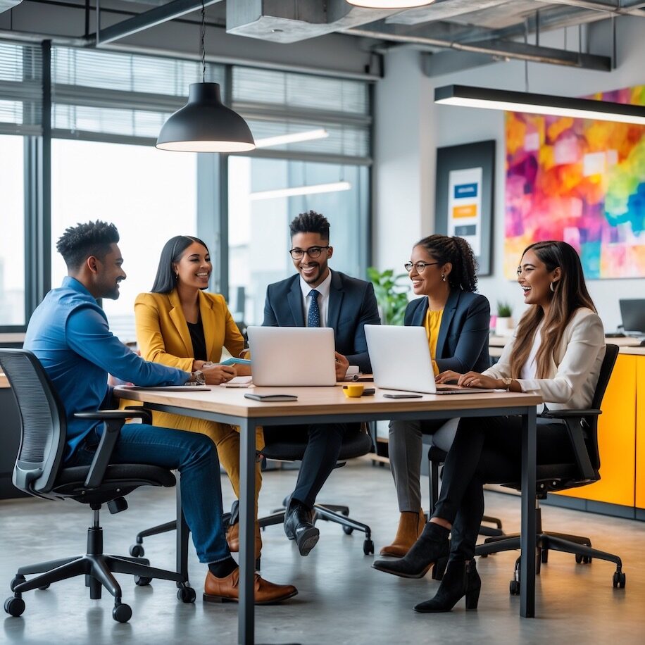 Gen Z professionals embracing Loud Living work culture through collaboration and creativity.