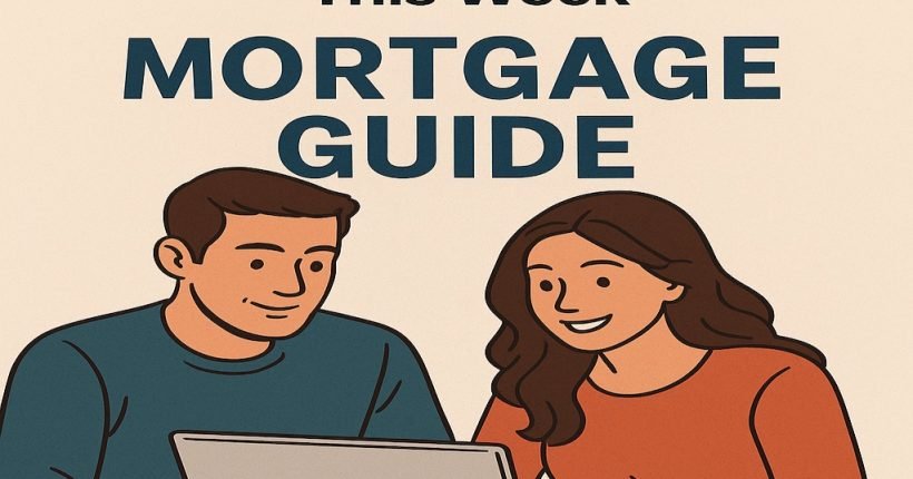 Couple looking at a mortgage guide online.