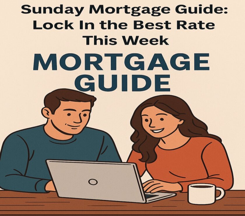 Couple looking at a mortgage guide online.