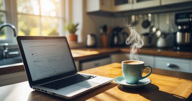 IRS tax brackets explained and showing laptop on table with hot coffee