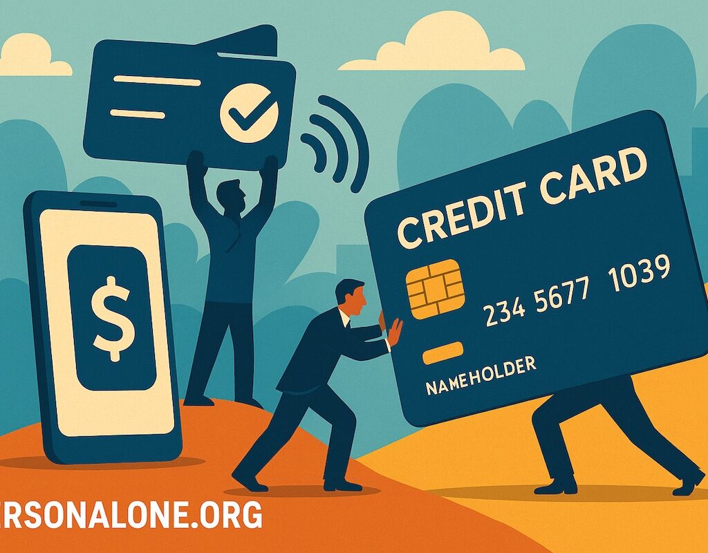 Illustration of digital payments method competing with traditional credit cards in the financial landscape