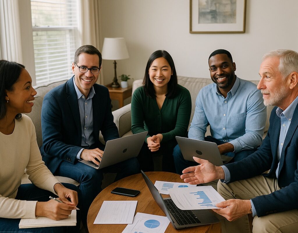 During a recession an Smart Investor Club meets to implement strategy