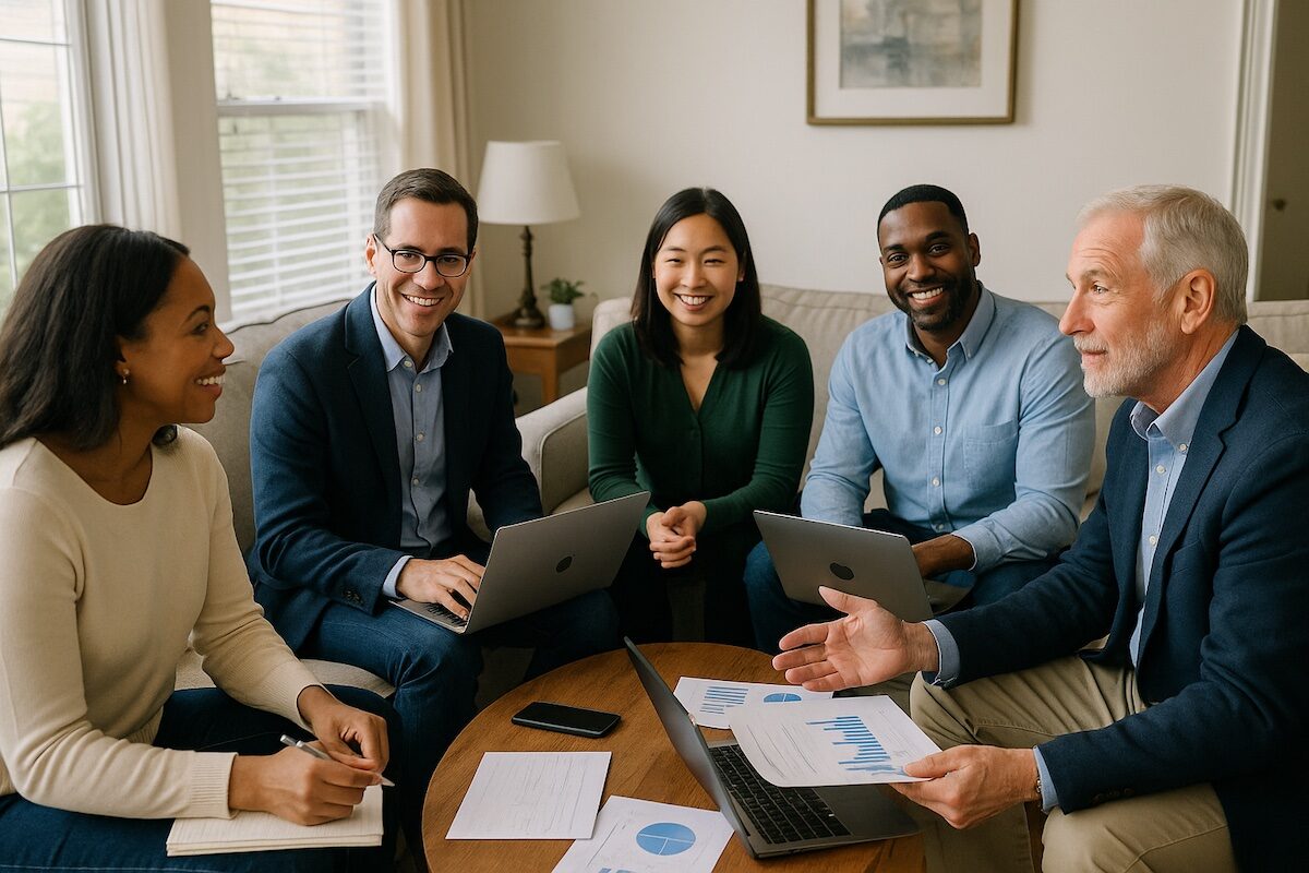 During a recession an Smart Investor Club meets to implement strategy