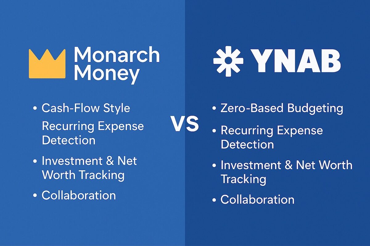 View of Monarch Money vs. YNAB app showing benefits