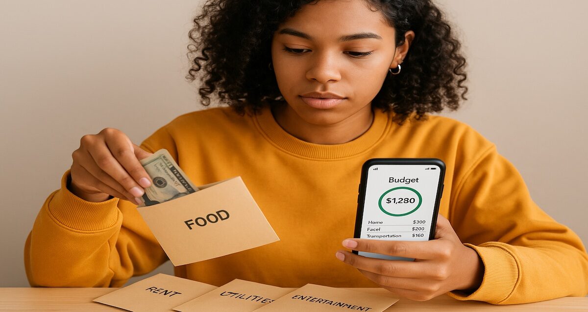 Gen Z using cash-stuffing envelopes and budgeting app together