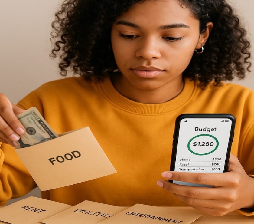 Gen Z using cash-stuffing envelopes and budgeting app together