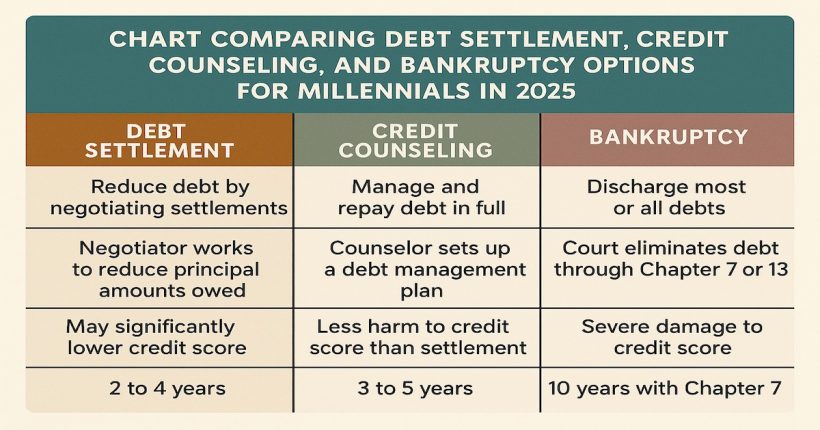 Chart showing Debt Settlement vs Bankruptcy vs Credit Counseling