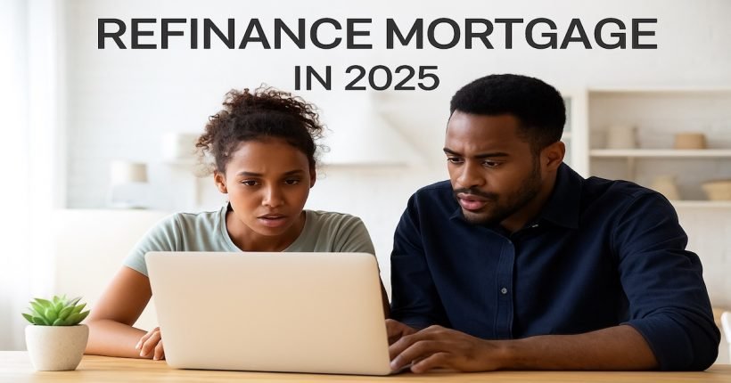 Couple exploring refinance mortgage options in 2025