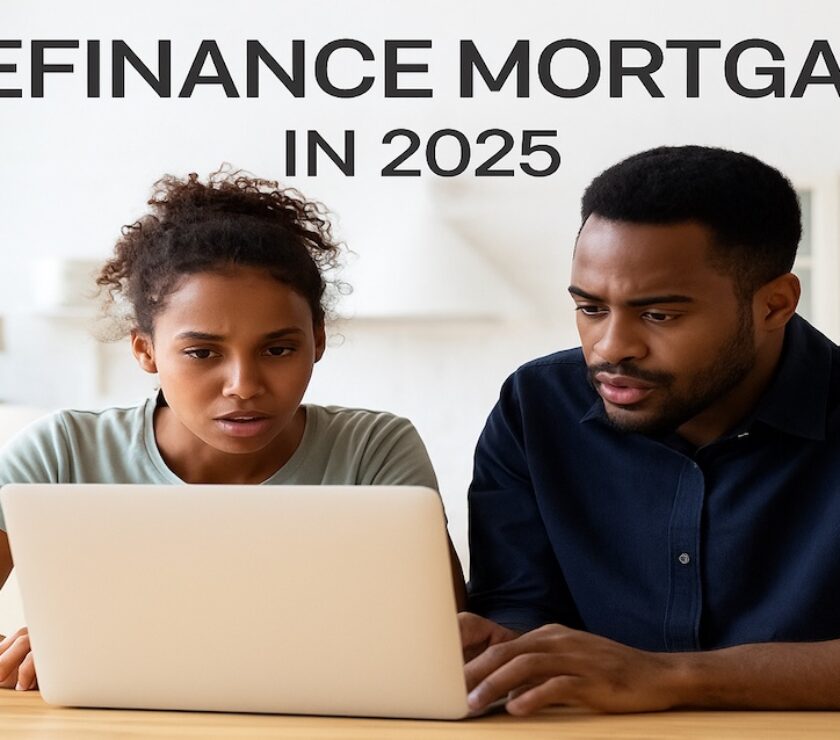 Couple exploring refinance mortgage options in 2025