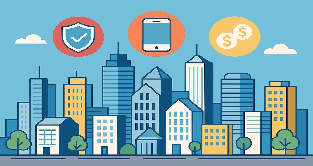 Choosing the right savings bank in 2025 – young saver comparing high-yield savings account with 5.00% APY vs traditional bank fees, mobile banking app, FDIC-insured account