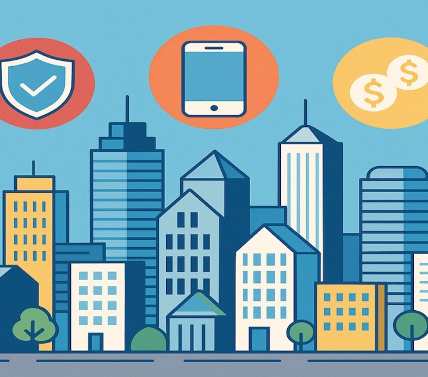 Choosing the right savings bank in 2025 – young saver comparing high-yield savings account with 5.00% APY vs traditional bank fees, mobile banking app, FDIC-insured account