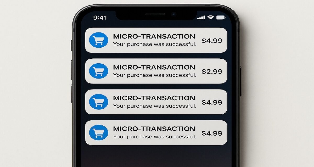 micropayments fintech transactions on smartphone screen