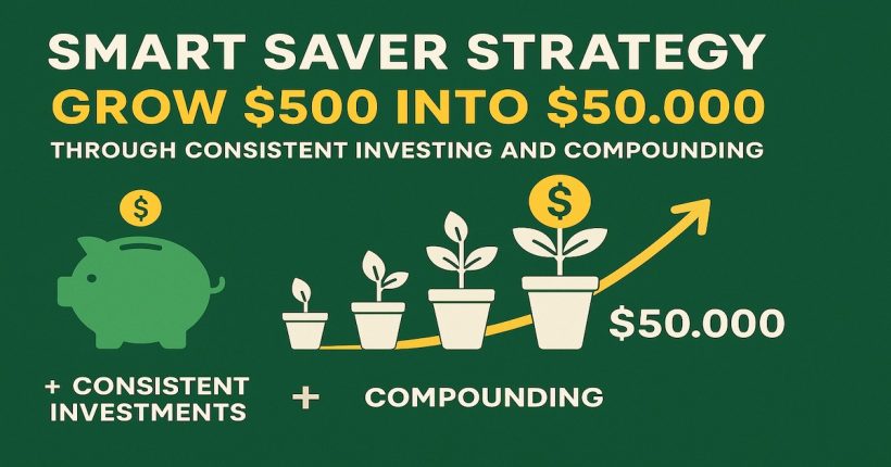 Smart saver strategy showing how to grow $500 into $50,000 through consistent investing and compounding