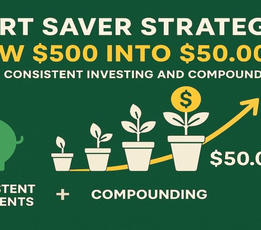 Smart saver strategy showing how to grow $500 into $50,000 through consistent investing and compounding
