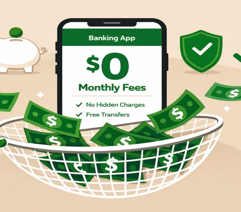 Banks with no monthly fees comparison chart showing top 10 free checking accounts for 2026 with zero maintenance charges