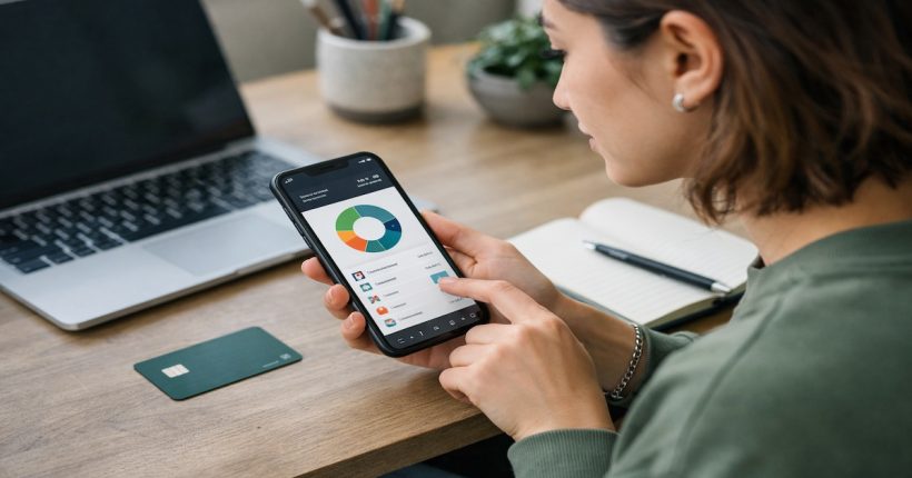Gen Z using mobile banking apps and credit cards to manage money digitally