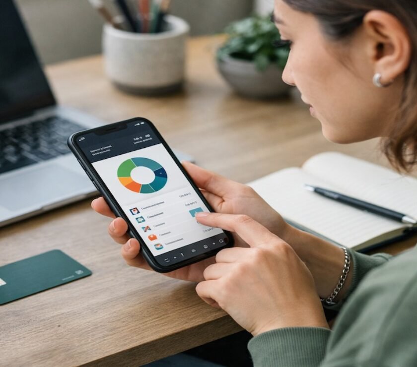 Gen Z using mobile banking apps and credit cards to manage money digitally