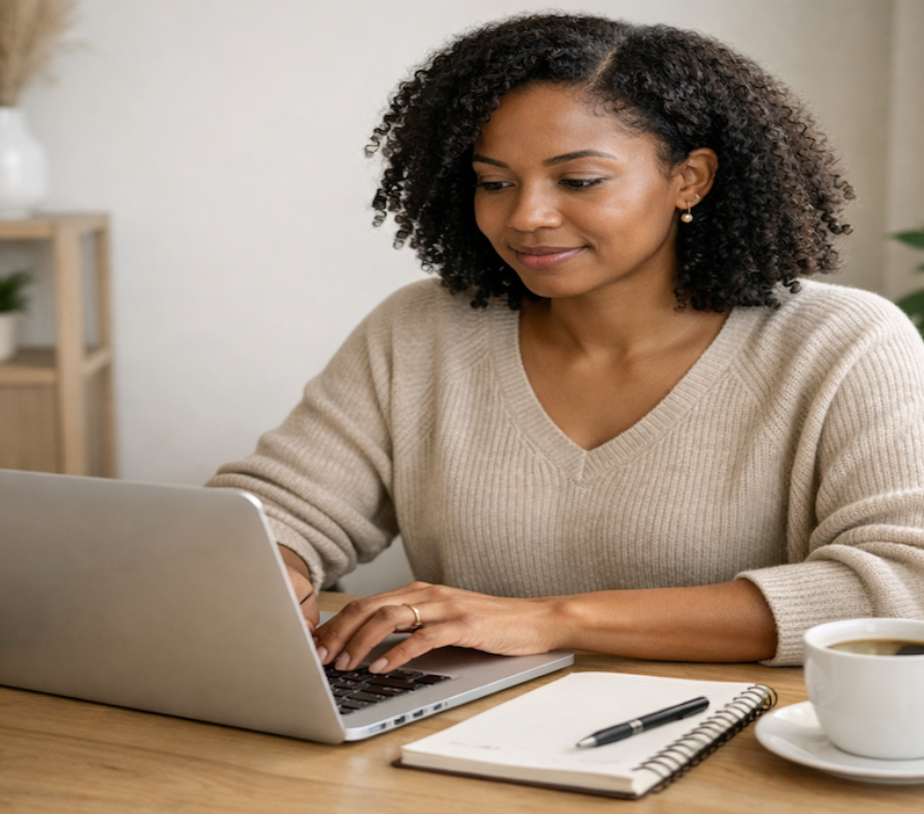 Millennial woman freelancer managing irregular income using a cash flow budgeting system on a laptop